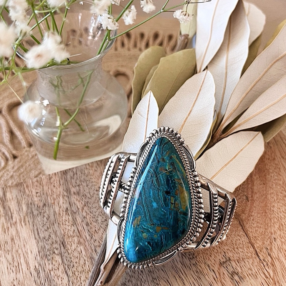SOLD ‼️ HP 2X • Huge Sterling Turquoise/Malachite Cuff Bracelet - Picture 1 of 6